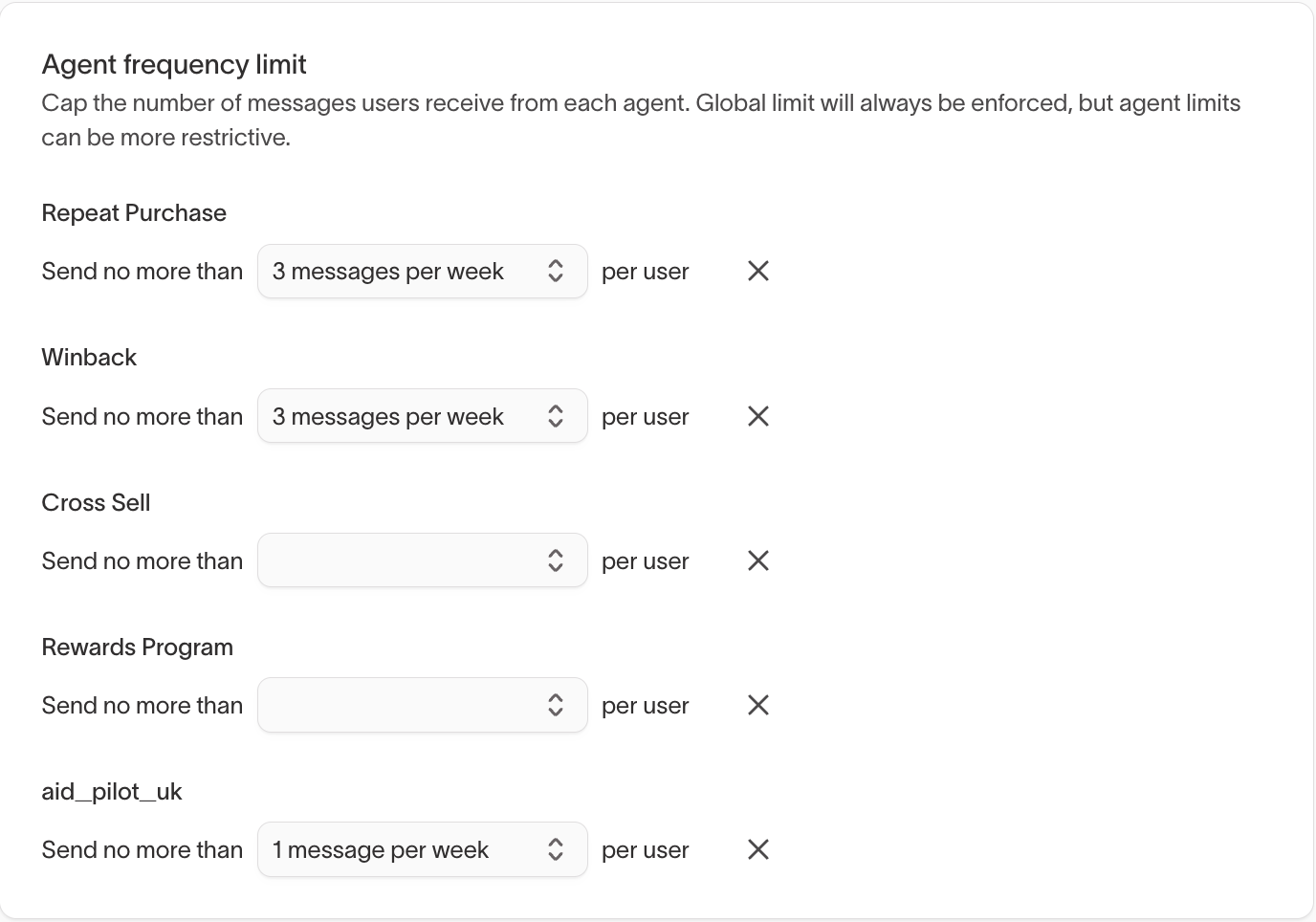 Agent frequency limit