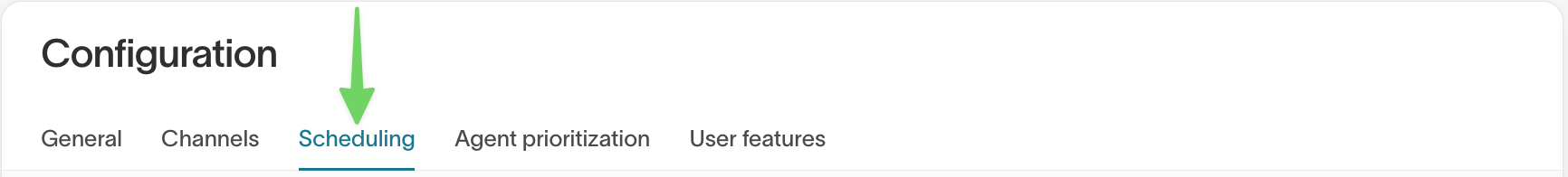Scheduling tab in configuration UI