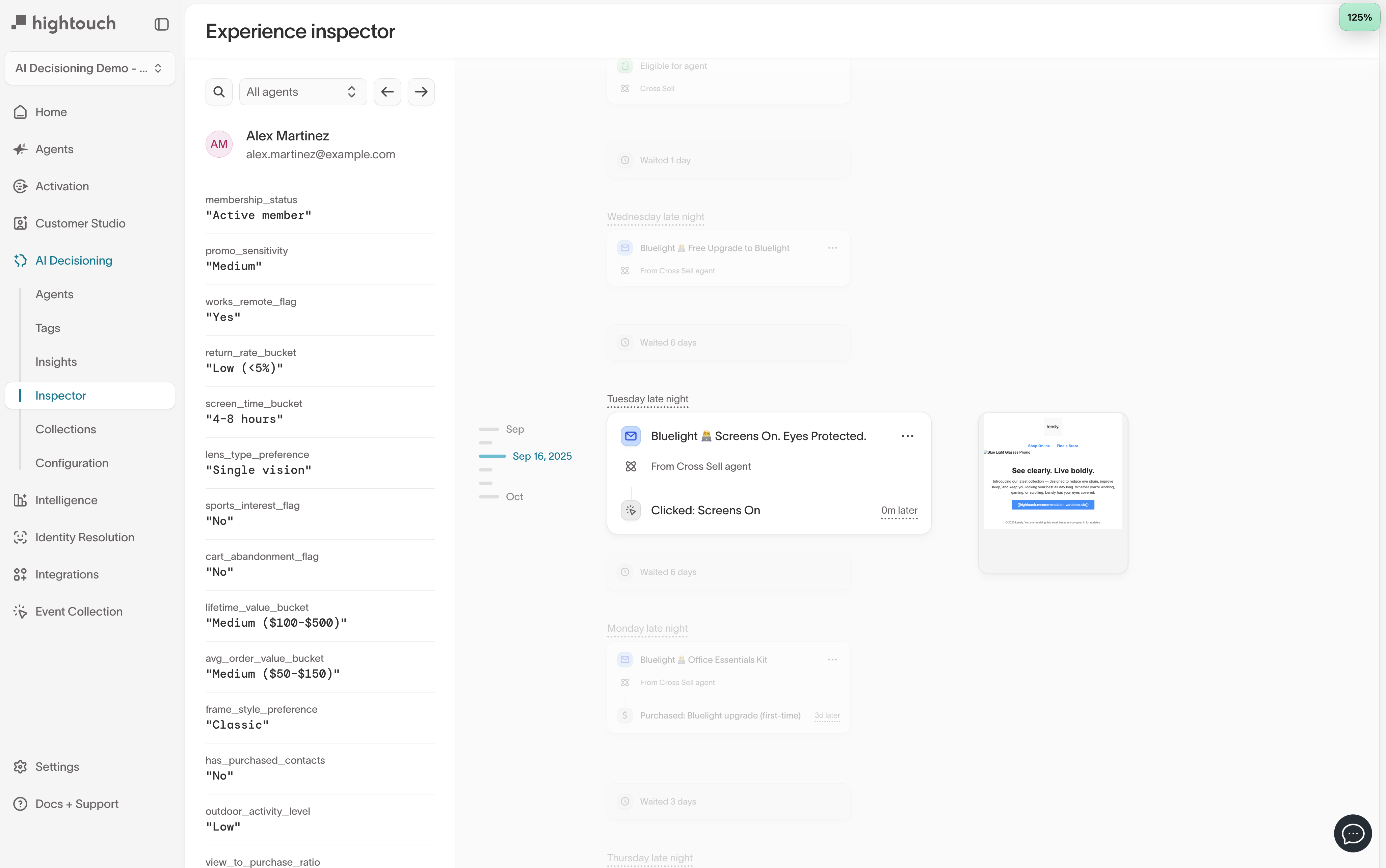Inspector timeline view