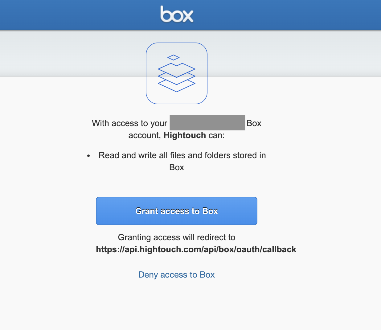 Authorizing Hightouch to Box