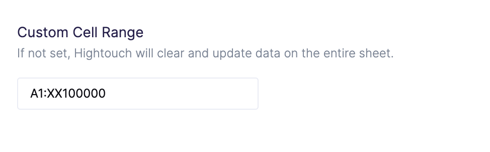 Range setting in sync configuration