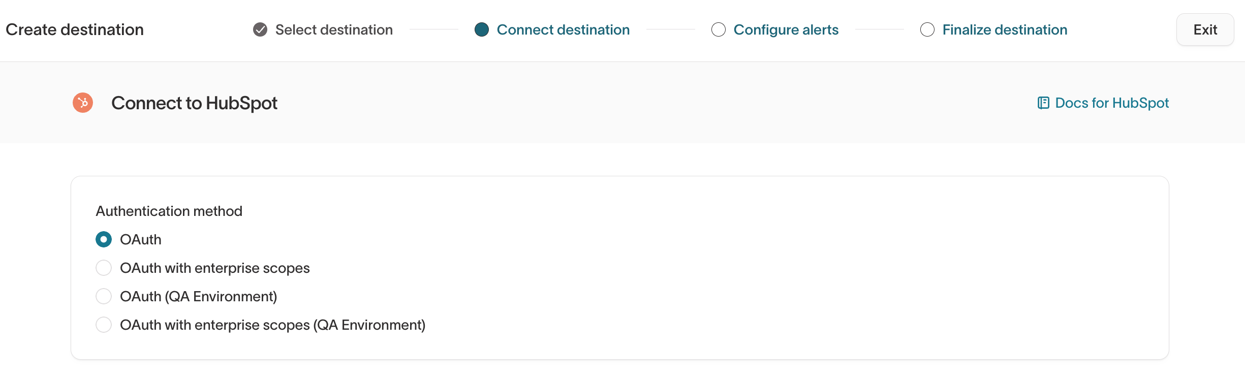 Authentication method selection