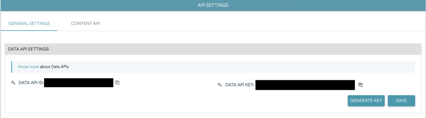 The API key on the MoEngage dashboard