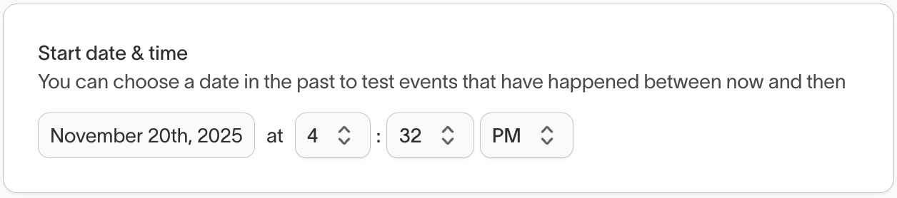 Choose a start date and time
