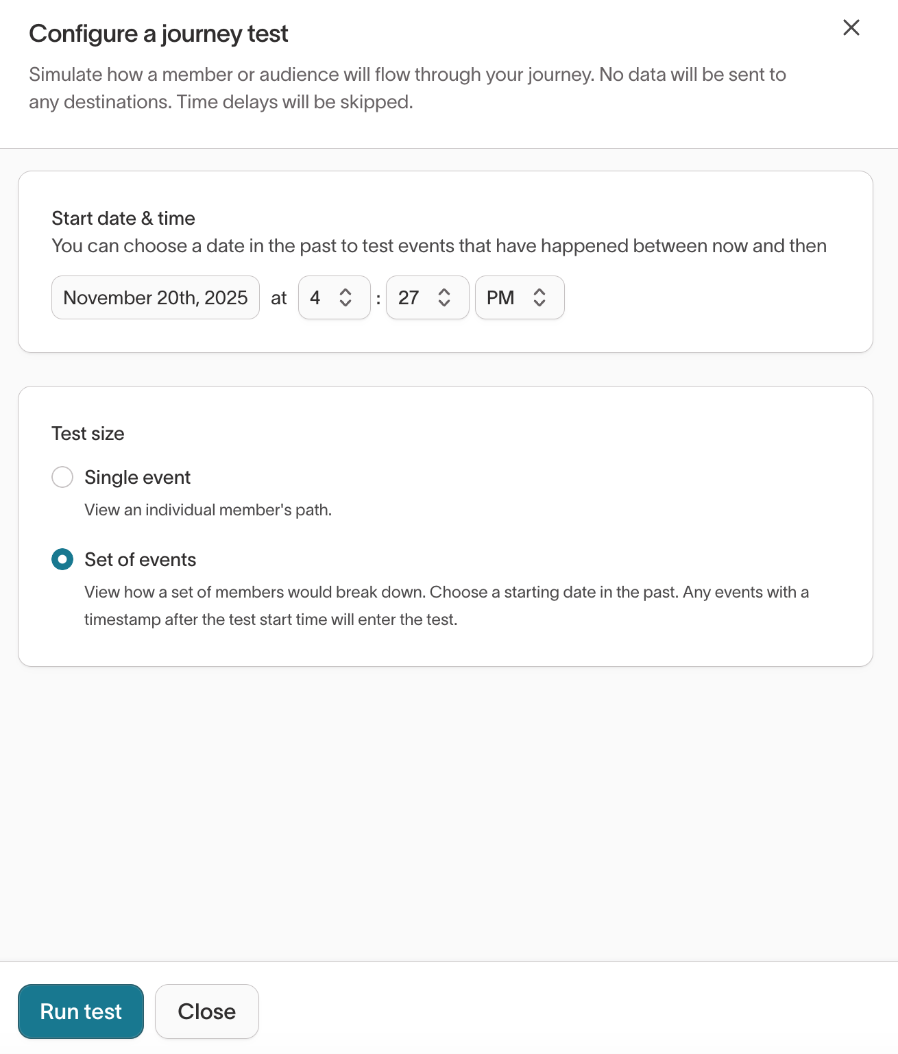 Configure a journey test