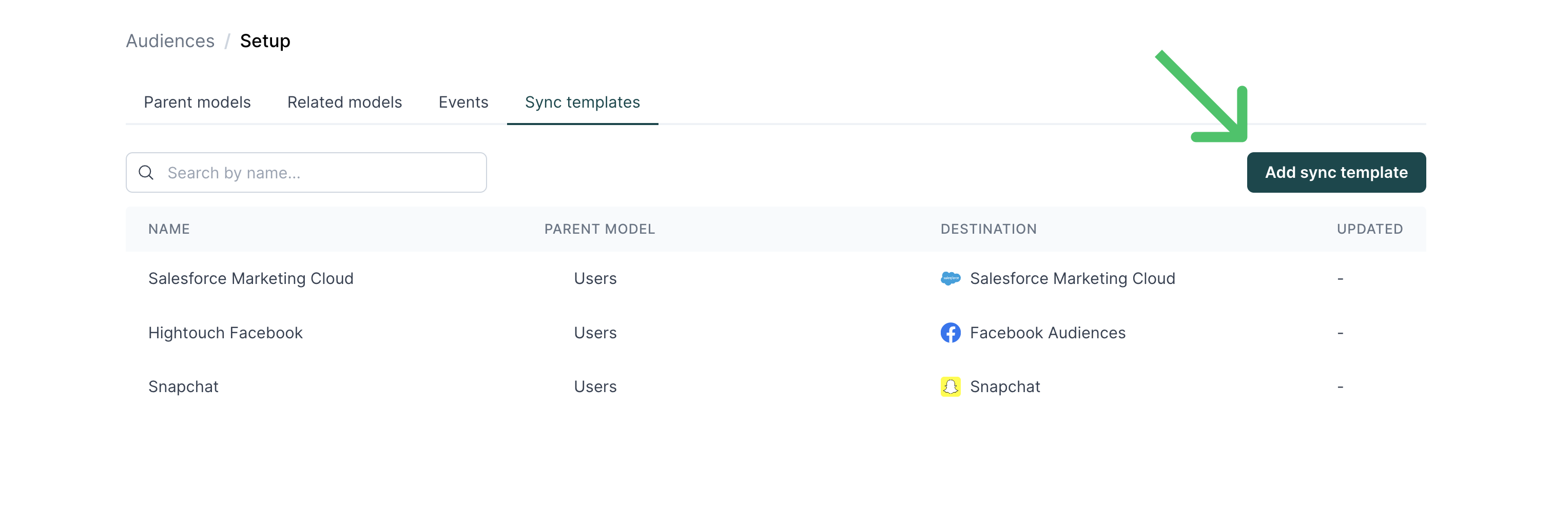 Sync templates setup