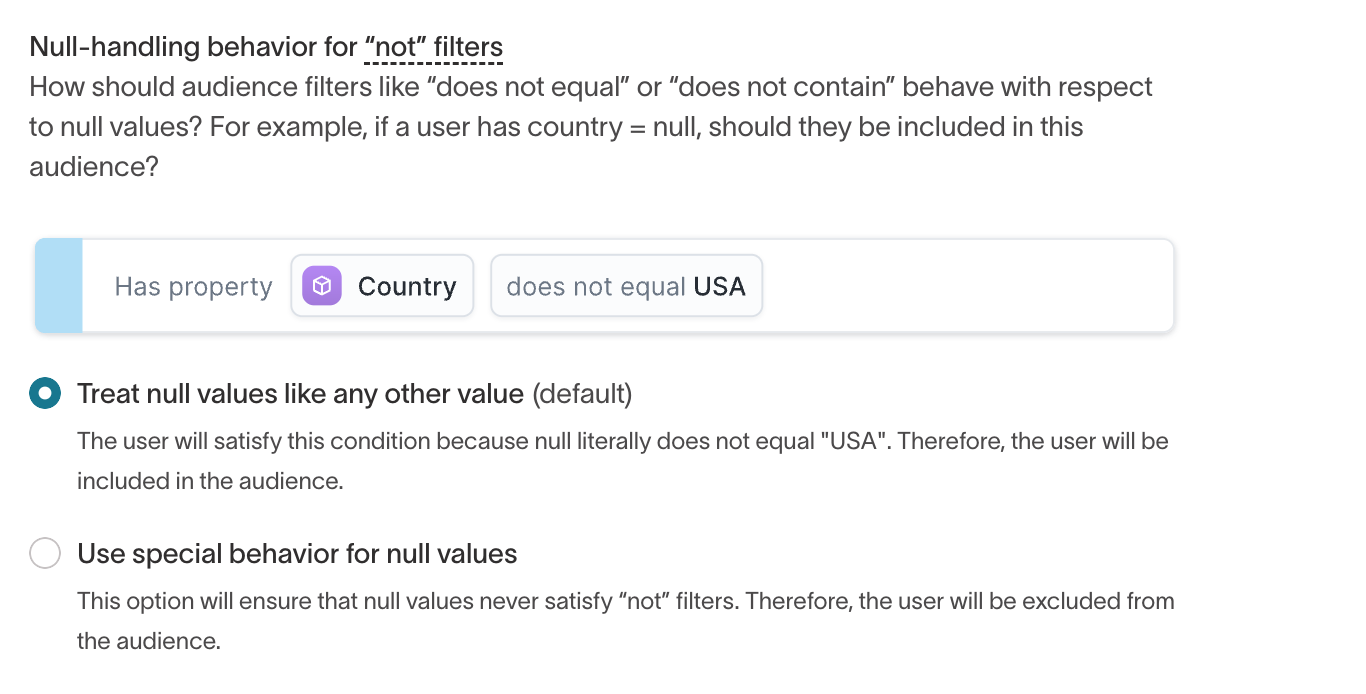 Null workspace settings